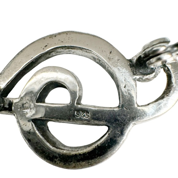 Silver & Marcasite Treble Clef Pin Brooch - Picture 11 of 12